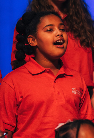girl in red uniform